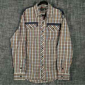 SOUTHPOLE Hexagon Product Long Sleeve Plaid Button Down Shirt Men's XL #732